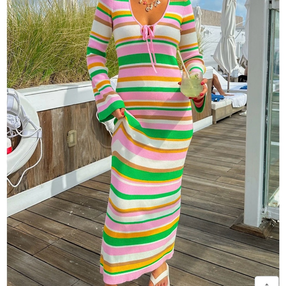 Show Me Your MuMu XL Colorful Striped Maxi Dress